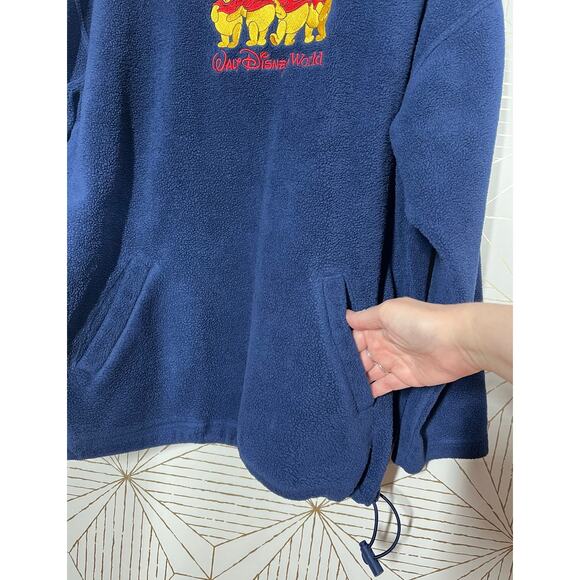 Vintage Large Walt Disney World Women's Blue Winnie the Pooh Fleece Sweater - Picture 4 of 10